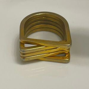UNISEX Stainless Steel Multi Layered Gold Ring